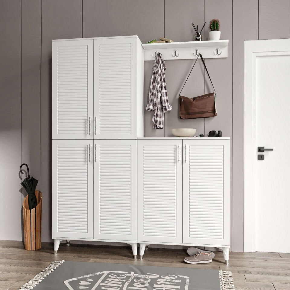 Panjurlu Metal Kulp Prt6190 Portmanto Vestiyer Beyaz Gümüş