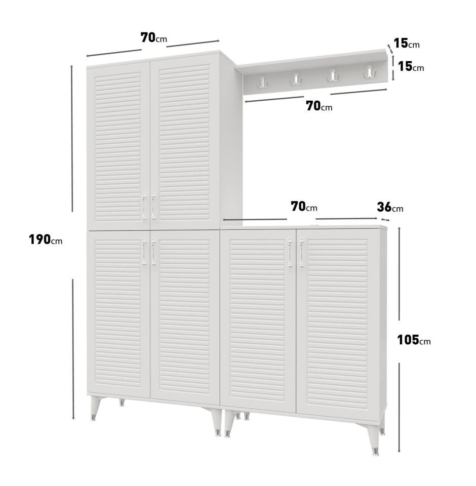 Modern tasarım portmanto vestiyer beyaz gümüş — minimalist antre dekorasyon