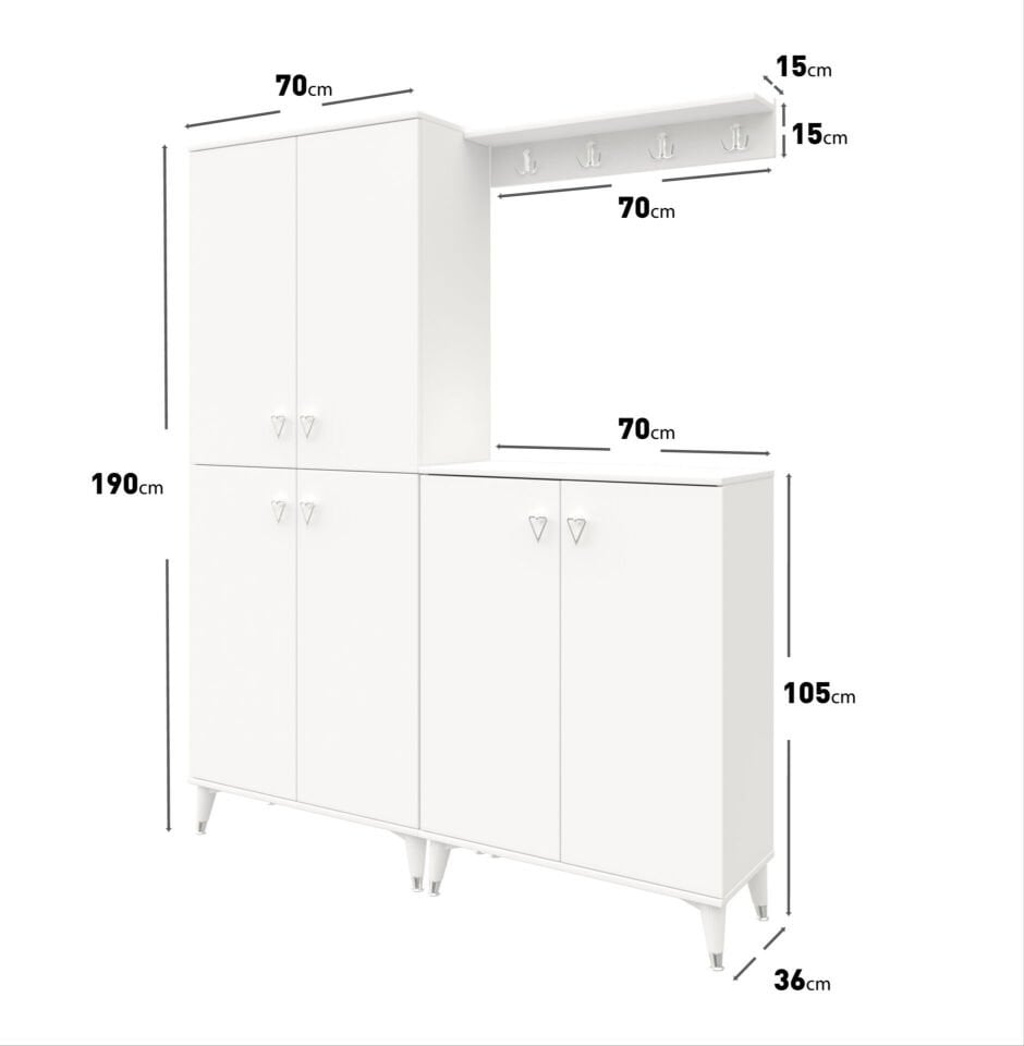 Modern tasarımlı beyaz gümüş portmanto — minimalist antre dekorasyonu