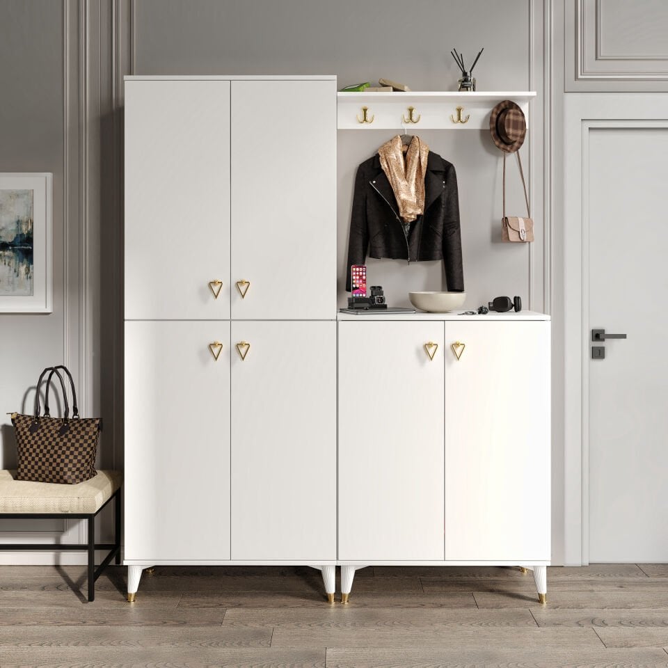 Simple Prt6190 Portmanto Vestiyer Beyaz Gold