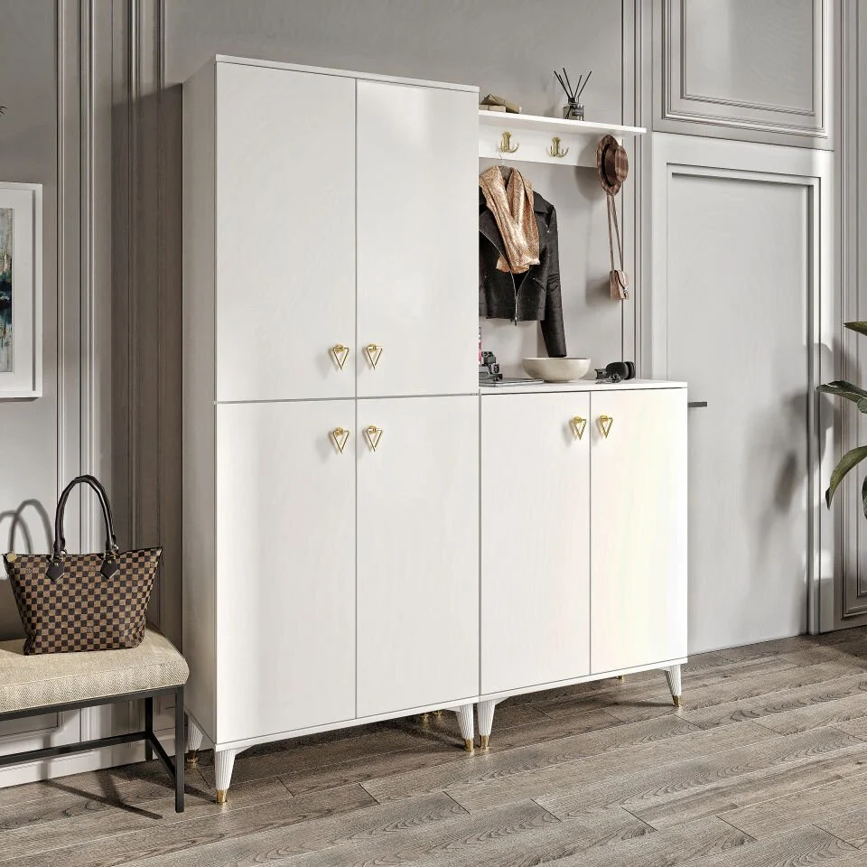 Simple Prt6190 Portmanto Vestiyer Beyaz Gold