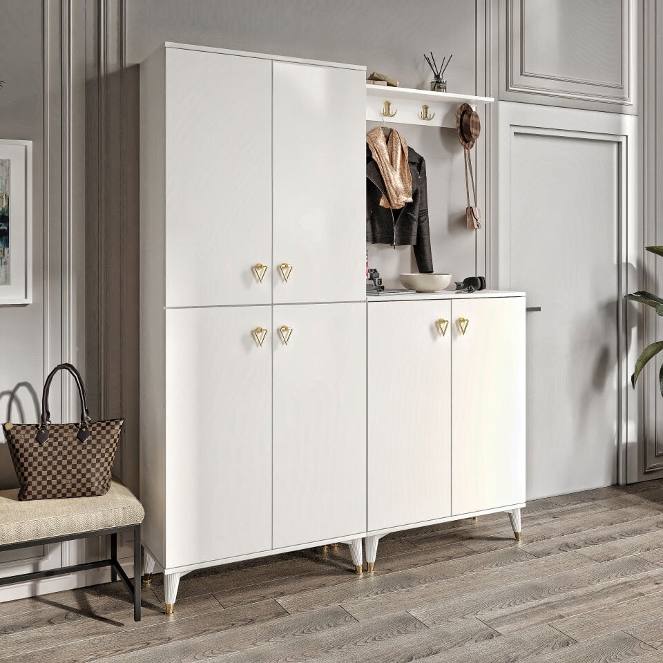 Simple Portmanto (Ayakkabılık, Vestiyer) - Beyaz Gold