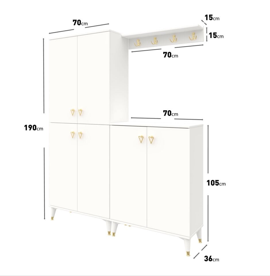 Modern tasarımlı beyaz gold portmanto — minimalist antre dekorasyonu