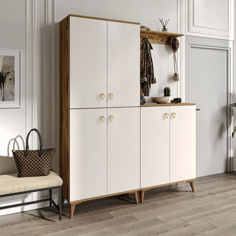 Simple Prt6190 Portmanto Vestiyer Ekru Ceviz