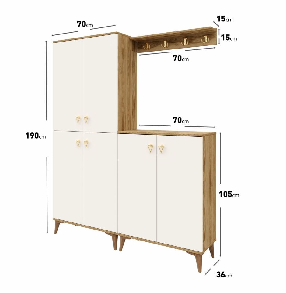 Simple Prt6190 Portmanto Vestiyer Ekru Ceviz