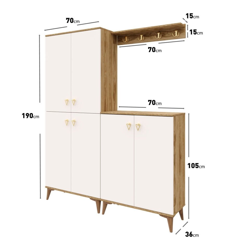 Çok amaçlı portmanto dolabı, aytaşı ceviz renk vestiyer