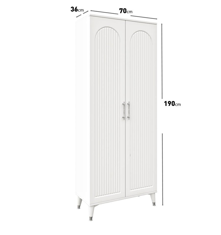 Kale Metal Kulp Kla2190 Ayakkabılık Portmanto Vestiyer Beyaz Gümüş