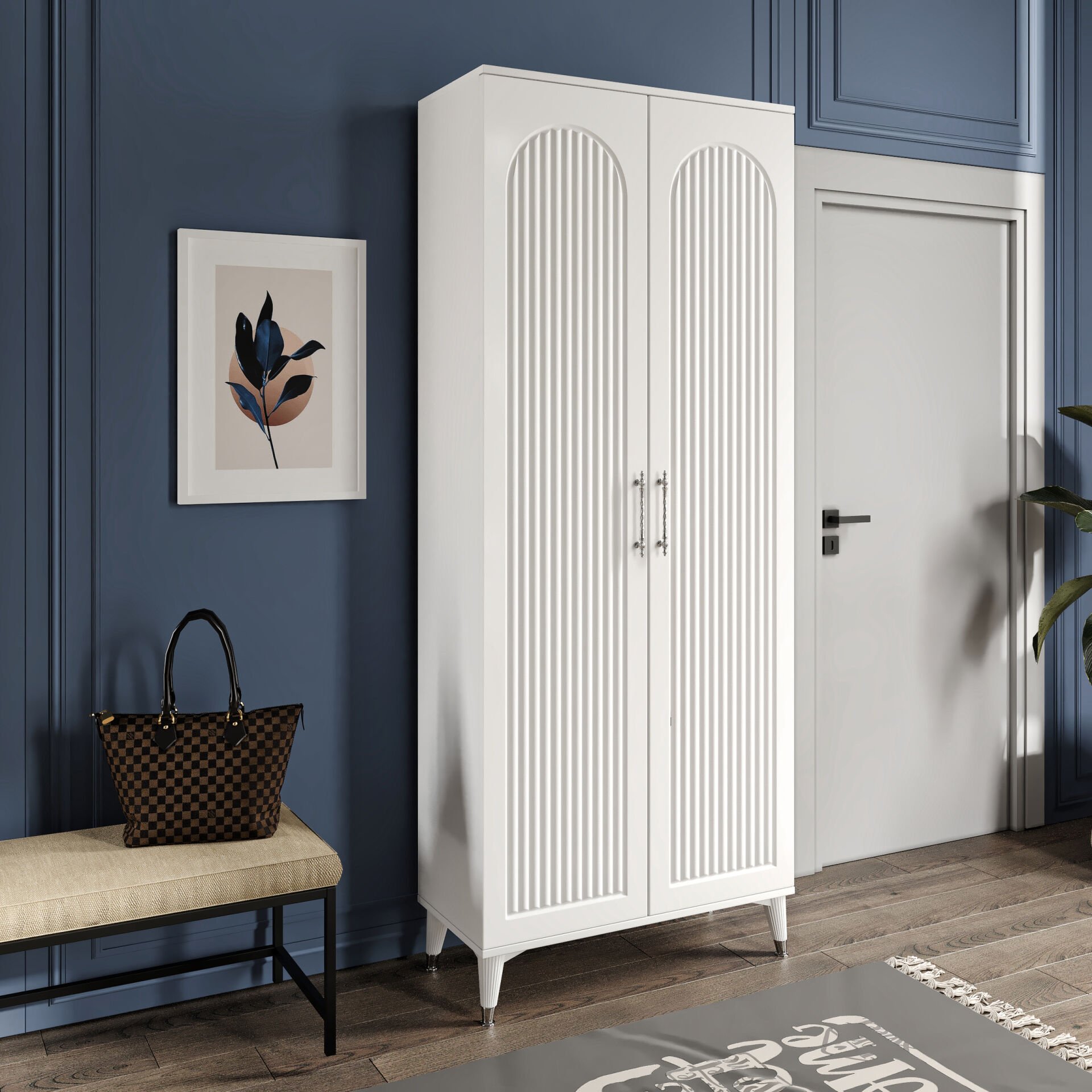 Kale Metal Kulp Kla2190 Ayakkabılık Portmanto Vestiyer Beyaz Gümüş