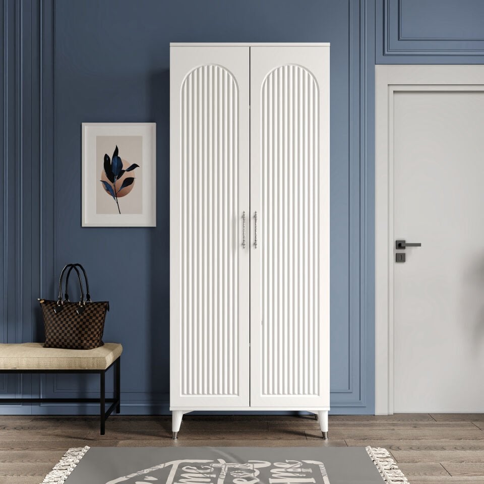 Kale Metal Kulp Kla2190 Ayakkabılık Portmanto Vestiyer Beyaz Gümüş