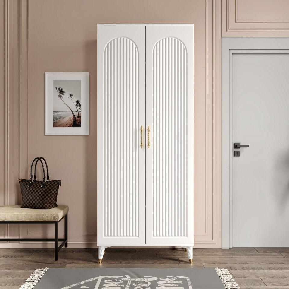 Kale Metal Kulp Kla2190 Ayakkabılık Portmanto Vestiyer Beyaz Gold