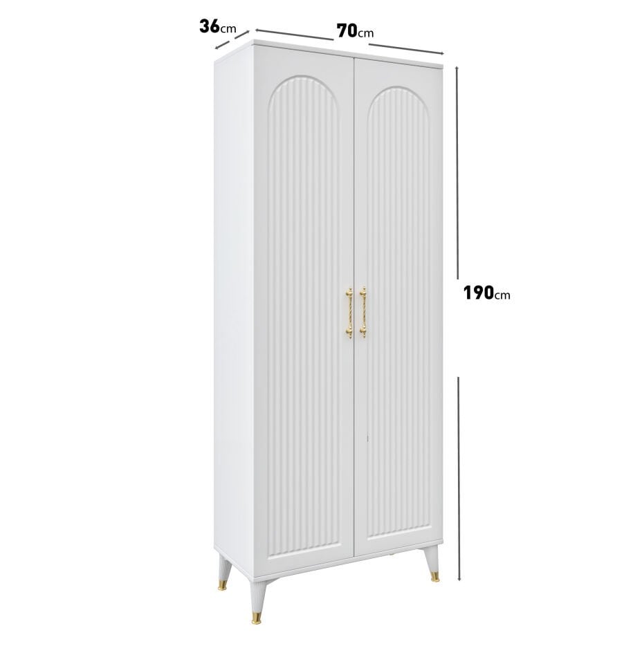 Kale Metal Kulp Kla2190 Ayakkabılık Portmanto Vestiyer Beyaz Gold