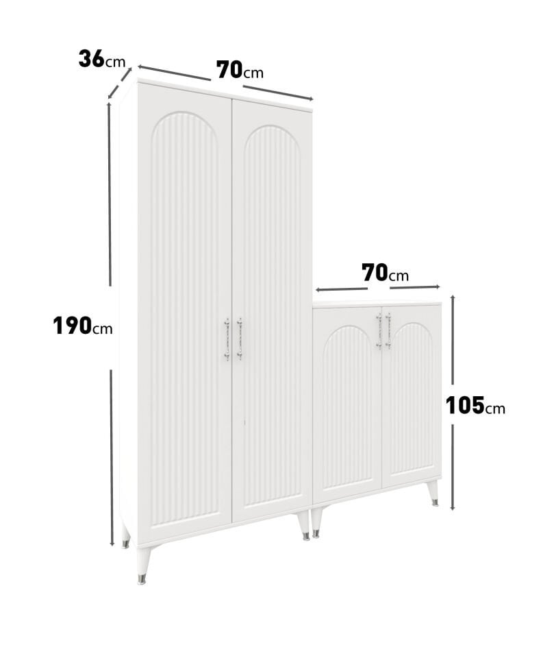 Kale Metal Kulp Kla4190 Ayakkabılık Portmanto Vestiyer Beyaz Gümüş