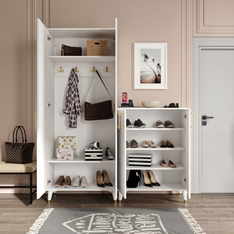 Kale Metal Kulp KLA4190 ayakkabilik iç raflar beyaz gold