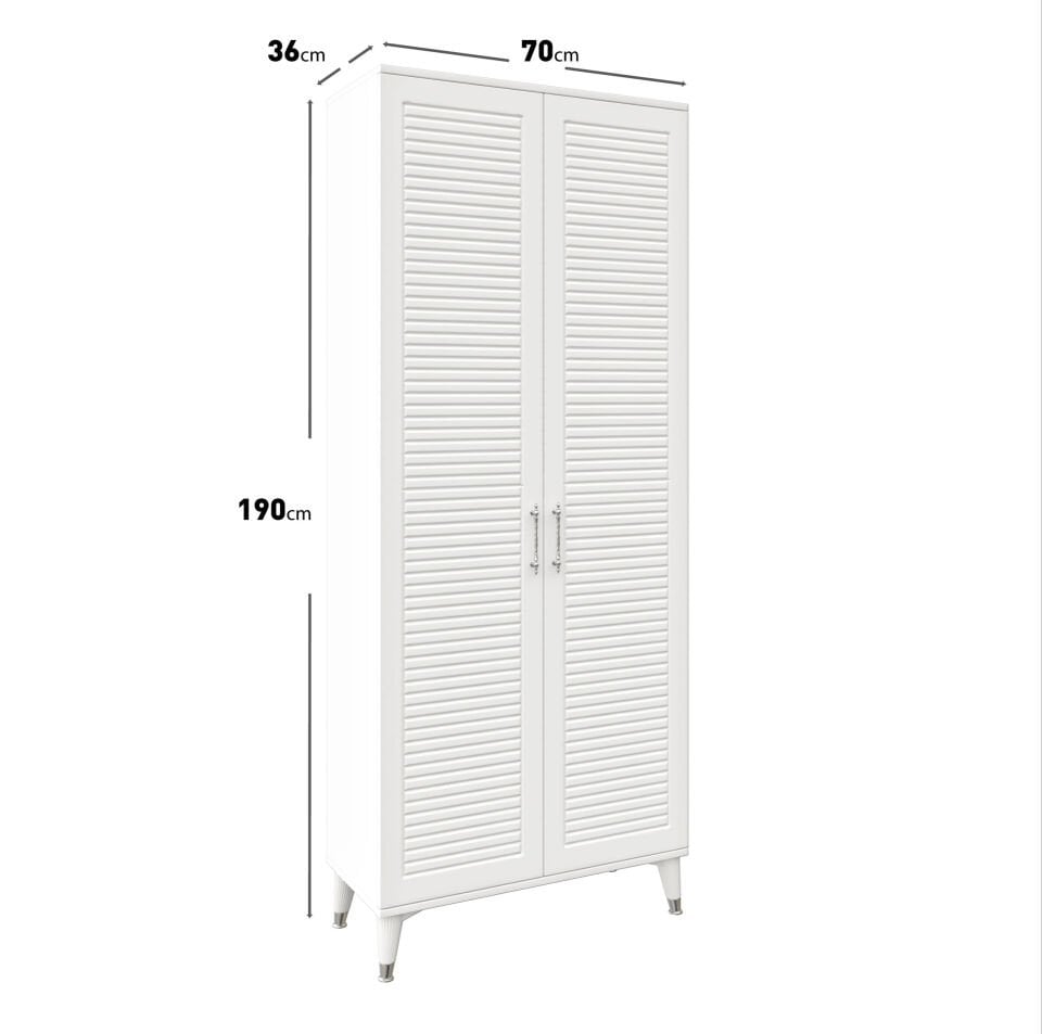 Beyaz gümüş Panjurlu Metal Kulp PNJ2190 ayakkabilik portmanto ev dekorasyonu örneği