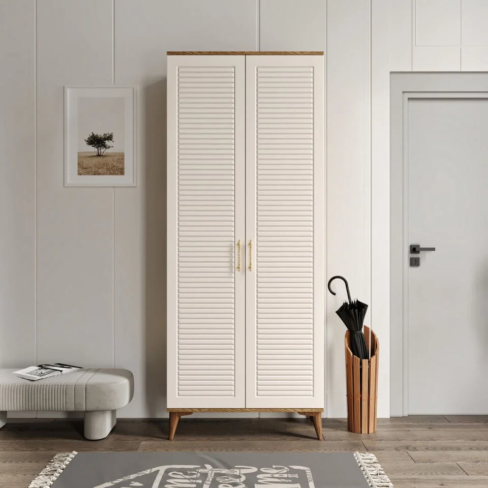 Panjurlu 2 Kapaklı Ayakkabılık / Portmanto - Aytaşı Ceviz