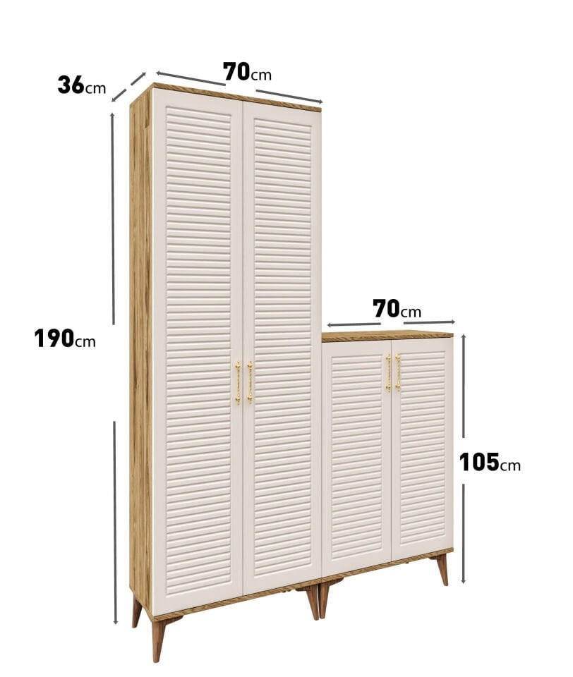 Panjurlu Metal Kulp Ask4190 Ayakkabılık Portmanto Vestiyer Aytaşı Ceviz