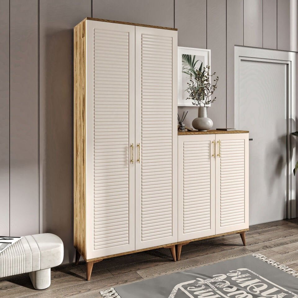 Aytaşı ceviz portmanto ayakkabılık modern vestiyer