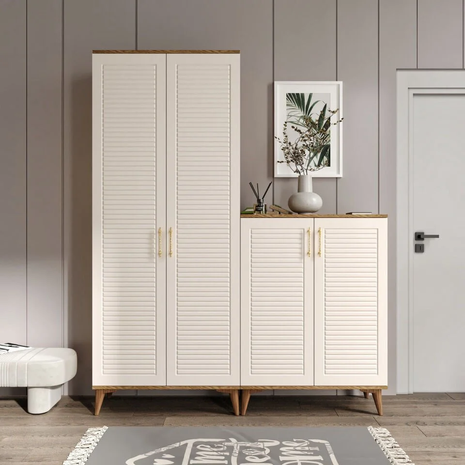 Panjurlu 4 Kapaklı Ayakkabılık / Portmanto ASK4190 - Aytaşı Ceviz