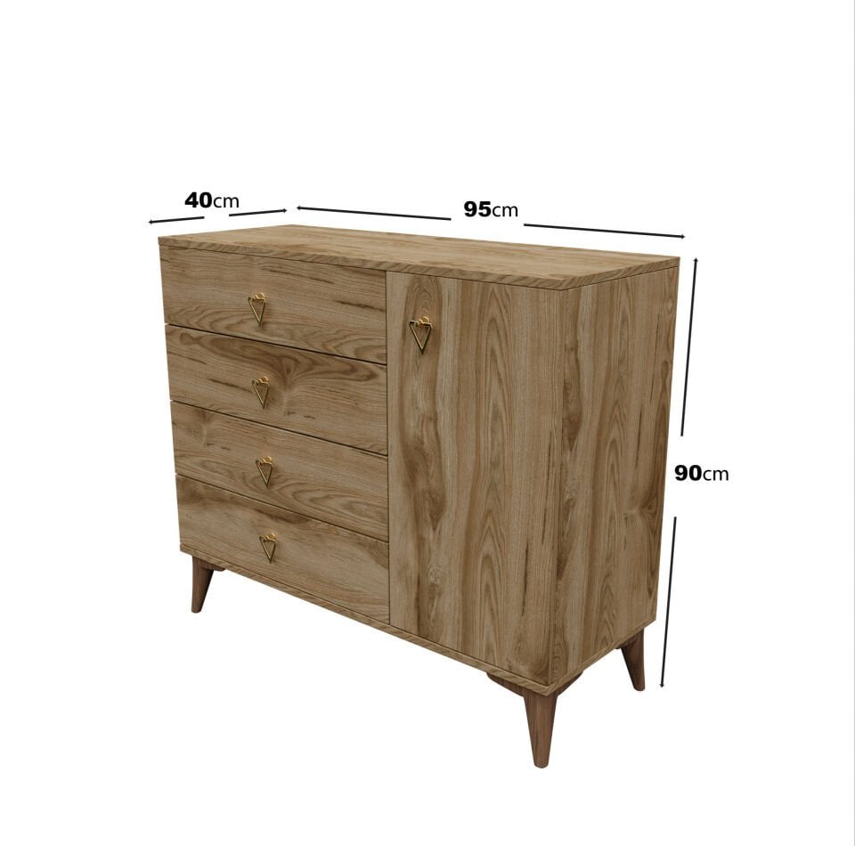 Kapaklı ve çekmeceli ceviz yatak odası şifonyer