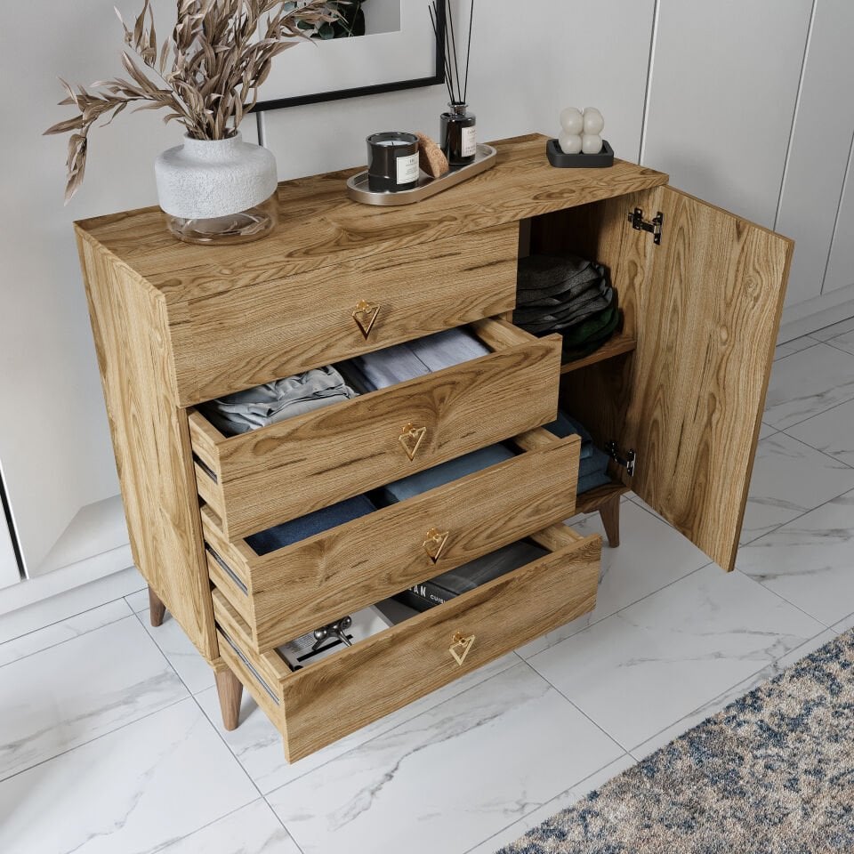 Modern tasarımlı simple ceviz şifonyer