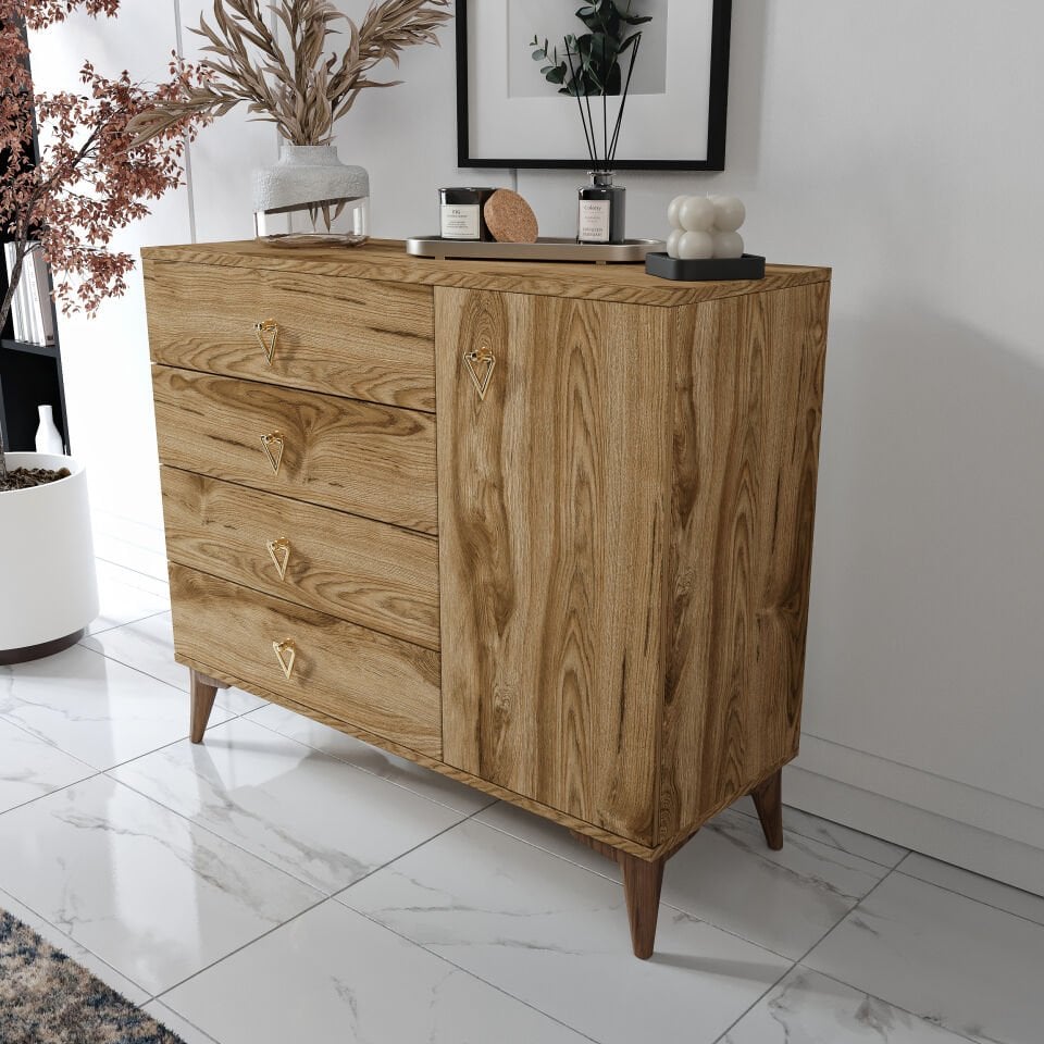 Yatak odası için simple ceviz şifonyer