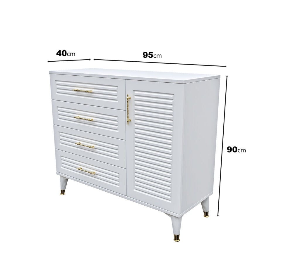 Şık ve fonksiyonel beyaz gold panjurlu şifonyer tasarımı