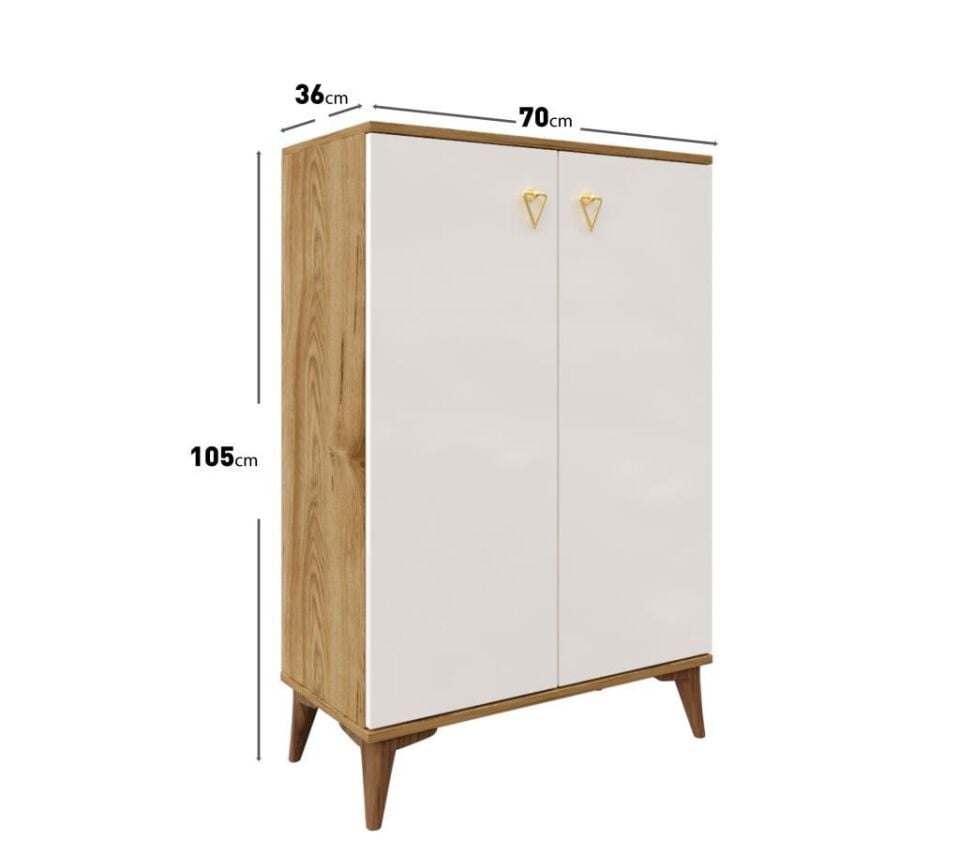 Simple Ayakkabılık  Çok Amaçlı Dolap Mutfak Kiler Balkon Ekru Ceviz