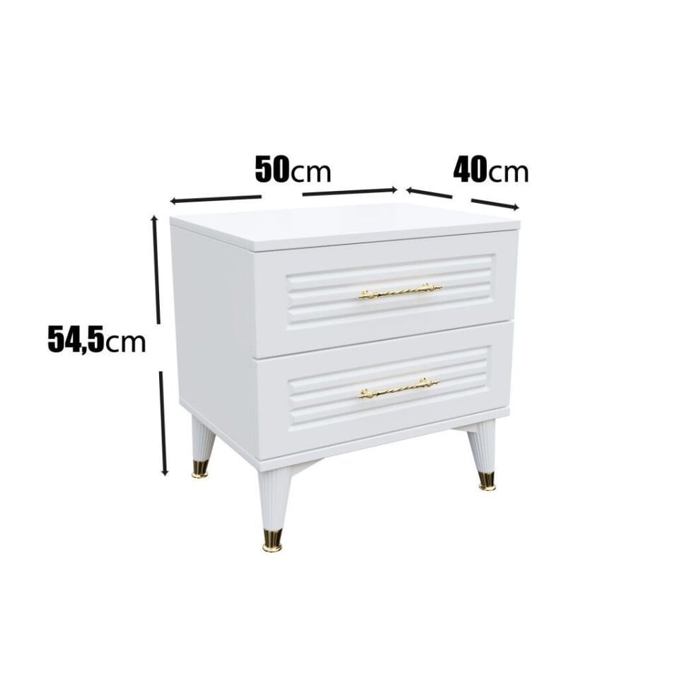 Yatak odası için beyaz gold komodin