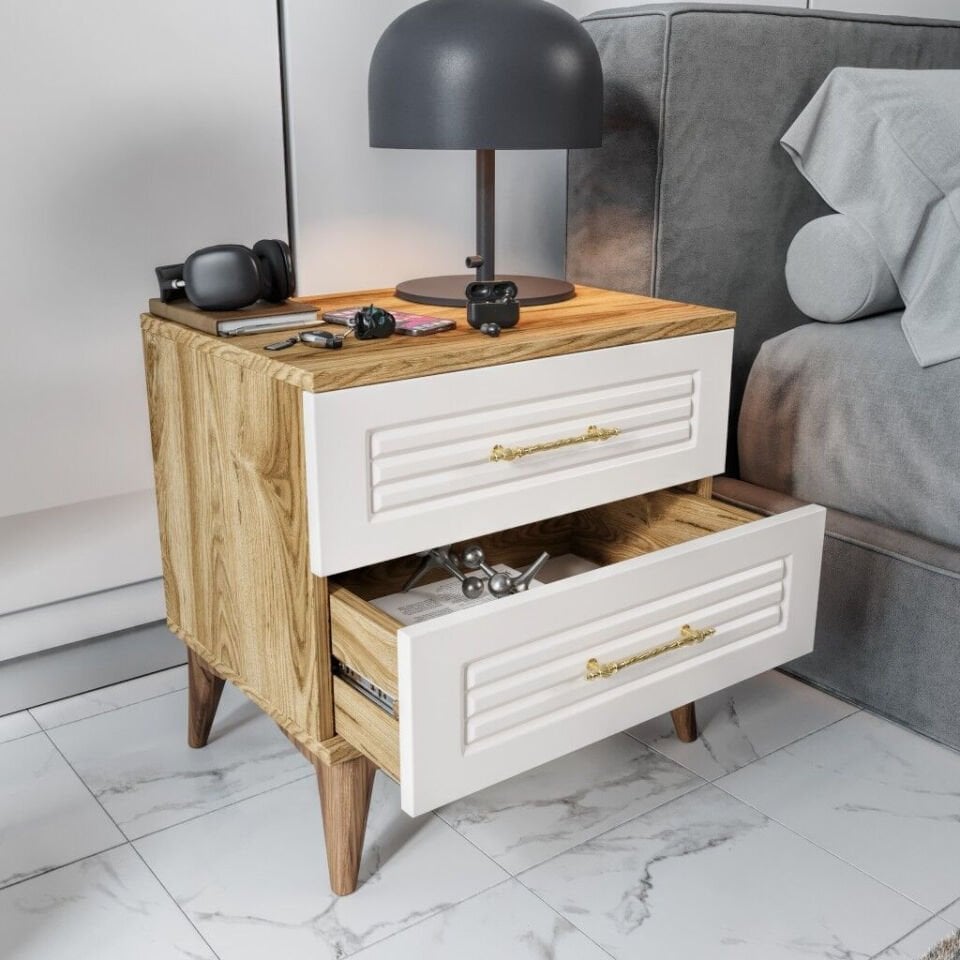 Panjurlu ekru ceviz komodin modeli