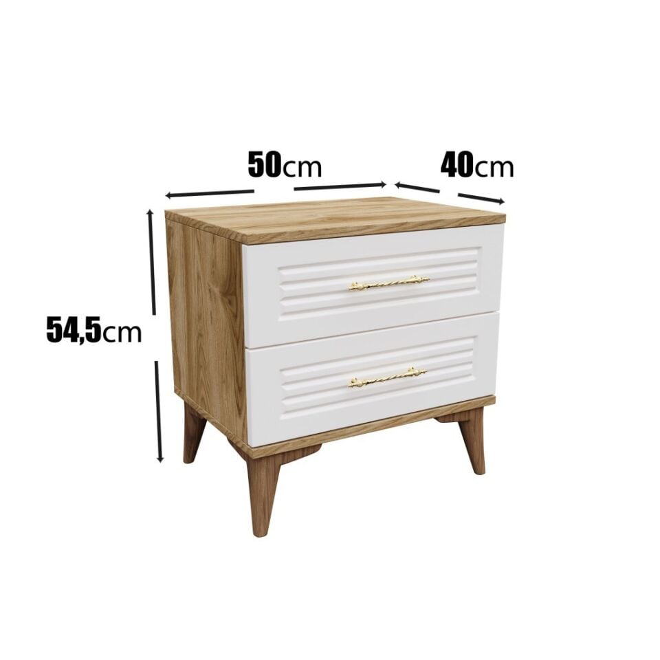 Panjurlu 2 Çekmeceli Komodin PNJ5002 Ekru Ceviz