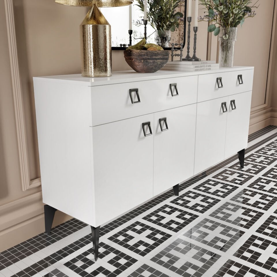 Modern beyaz konsol salon dekorasyonu için ideal