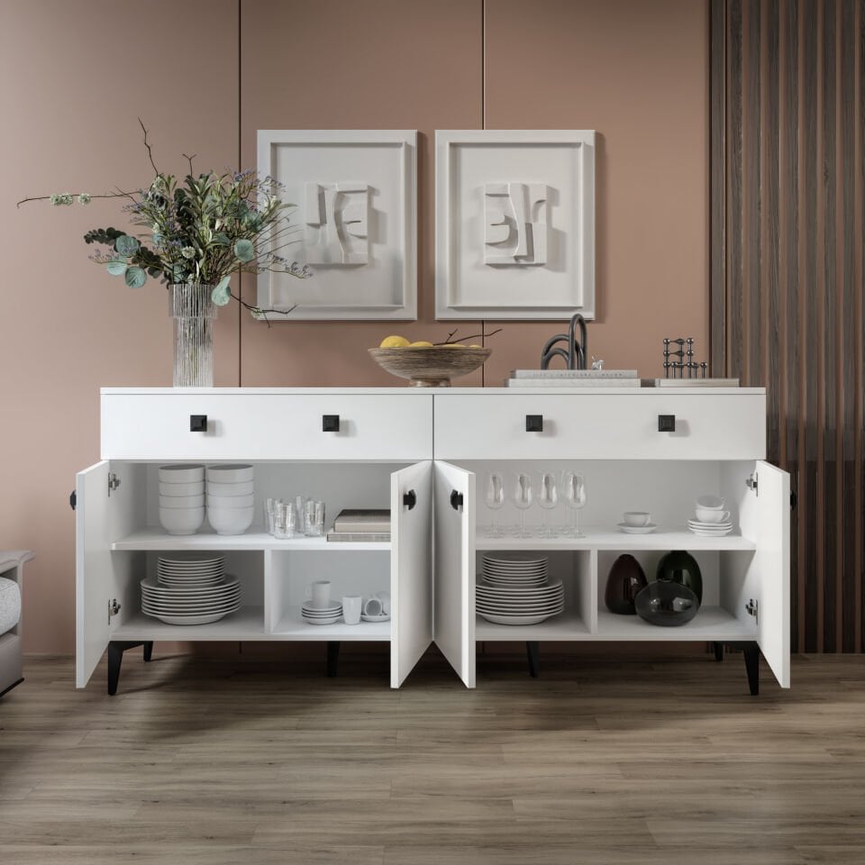 Beyaz Livia konsol modern tasarım depolama çözümü