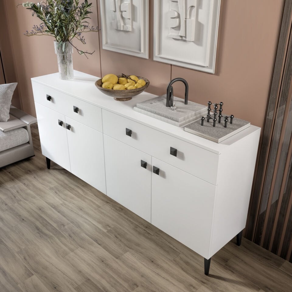 Salon dekorasyonu için uygun Livia konsol beyaz model