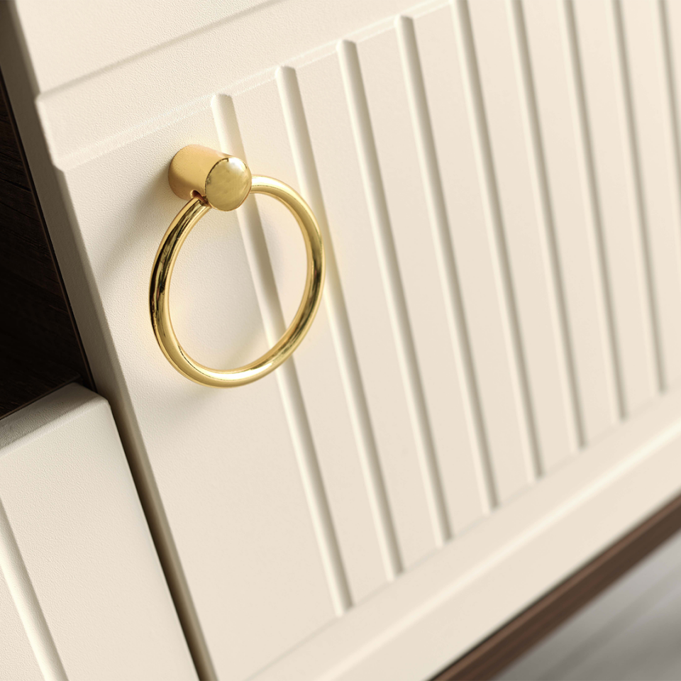 şık ve geniş 110 cm barok ceviz raflı TV sehpası dekoratif mobilya