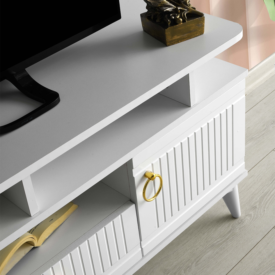 MapaHomeLiving 110 cm raflı TV sehpası MDF mebran yüzey