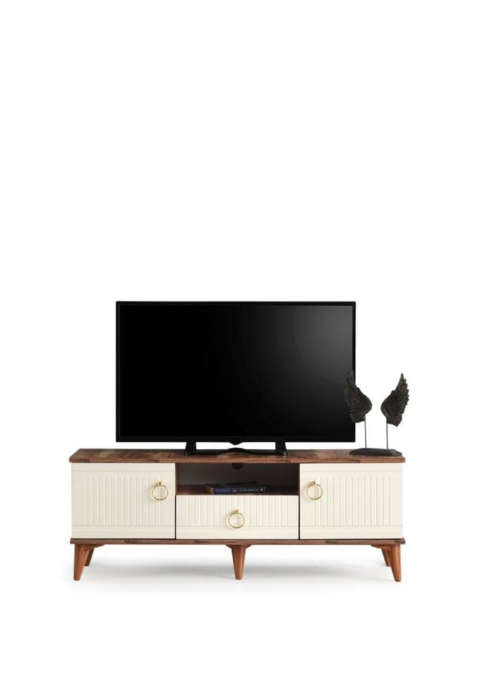 110 CM MDF MEBRAN KAPAK TV SEHPASI PASİFİK CEVİZ - KREM
