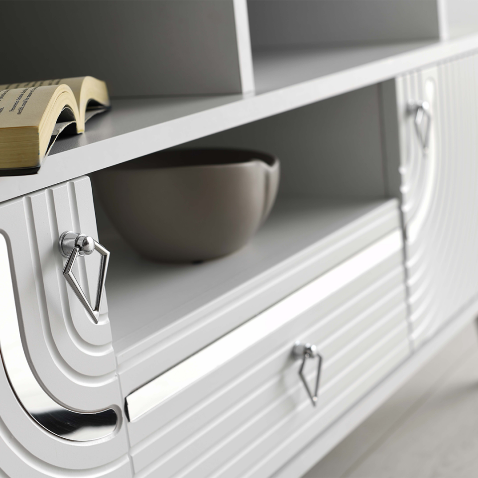 fonksiyonel art raflı MDF mebran kapaklı televizyon sehpası 110 cm