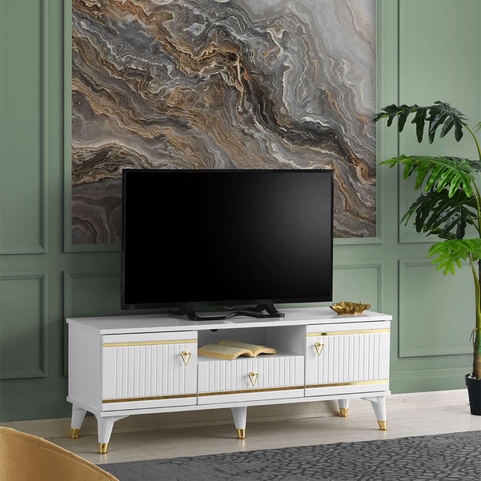 MapaHomeLiving 110 cm kordon TV sehpası MDF mebran mobilya