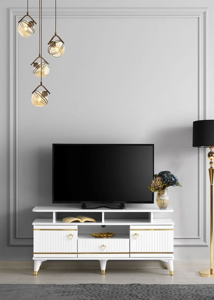 110 CM KORDON RAFLI MDF MEBRAN KAPAK TV SEHPASI