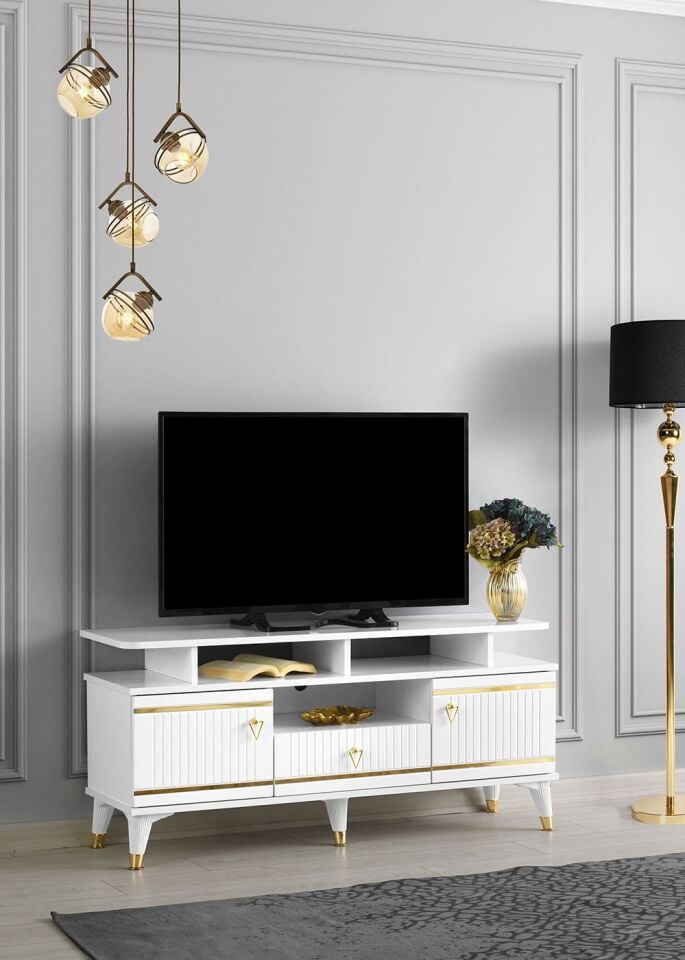 110 CM KORDON RAFLI MDF MEBRAN KAPAK TV SEHPASI