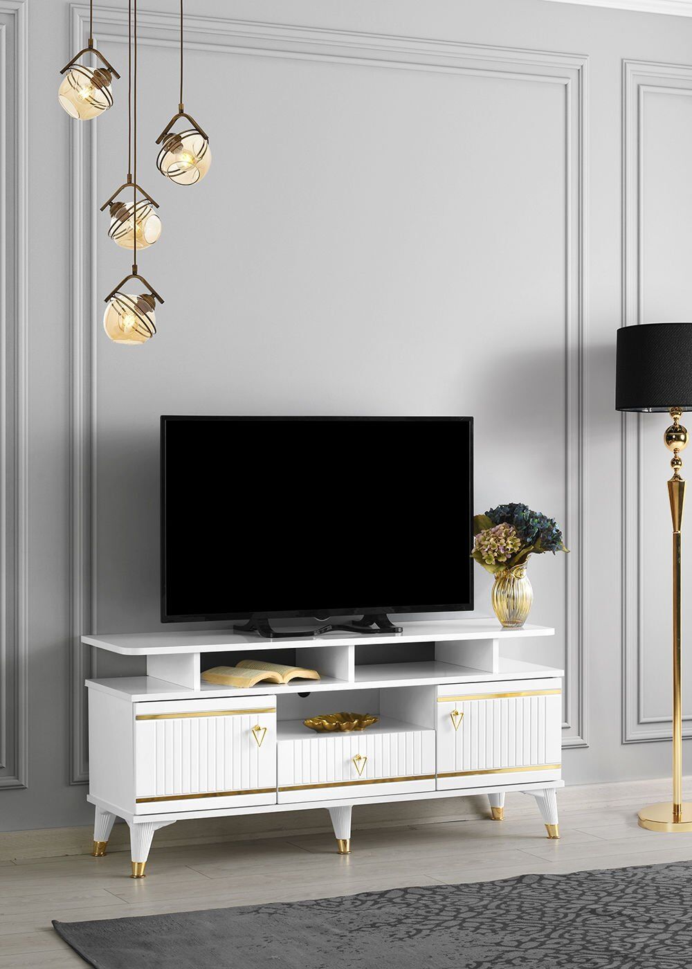 110 CM KORDON RAFLI MDF MEBRAN KAPAK TV SEHPASI