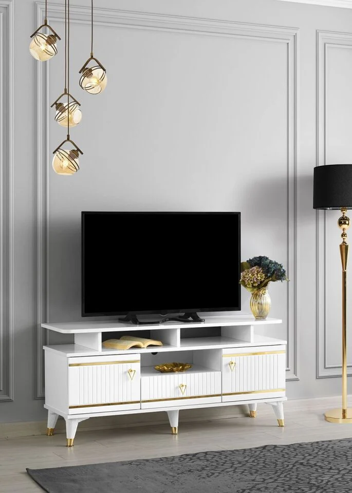 110 CM KORDON RAFLI MDF MEBRAN KAPAK TV SEHPASI