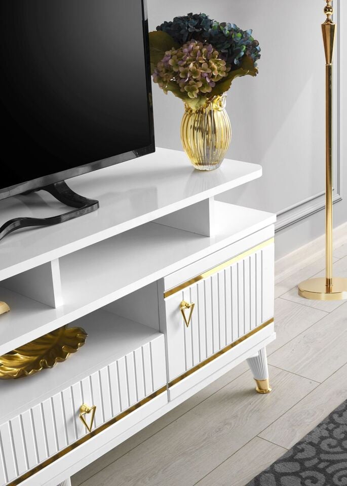 110 CM KORDON RAFLI MDF MEBRAN KAPAK TV SEHPASI