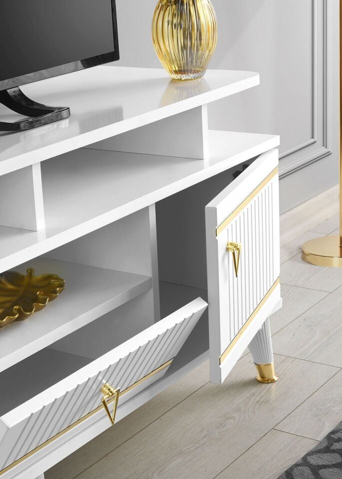 110 CM KORDON RAFLI MDF MEBRAN KAPAK TV SEHPASI