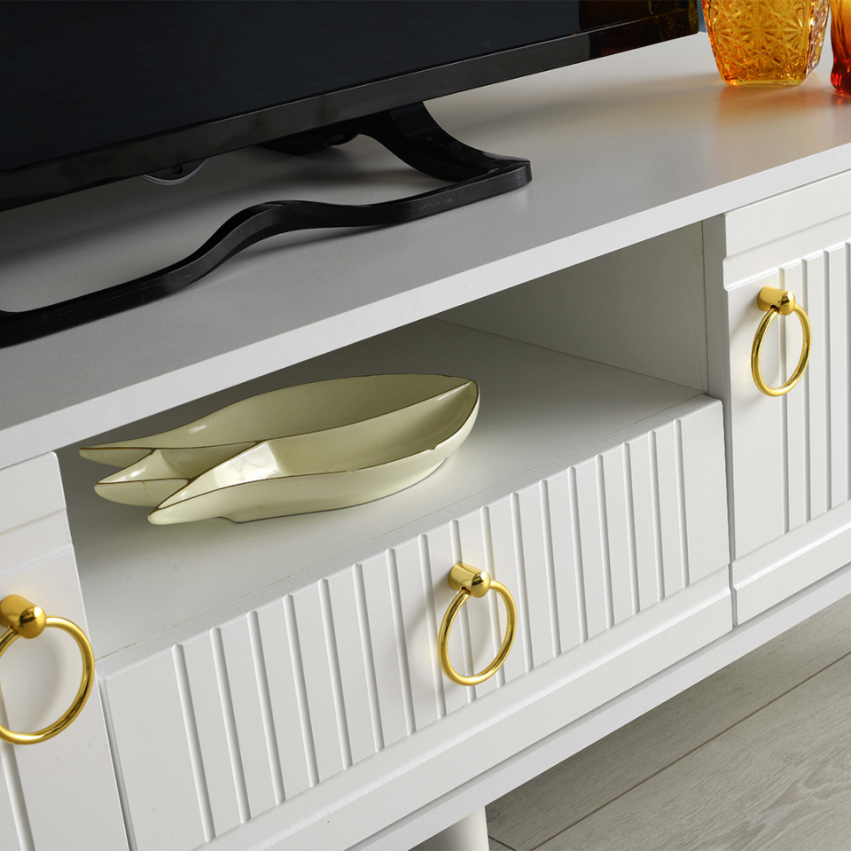 MapaHomeLiving beyaz 110 cm TV sehpası MDF mebran kapaklı