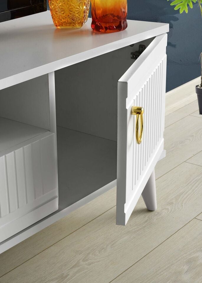 110 CM MDF MEBRAN KAPAK TV SEHPASI BEYAZ