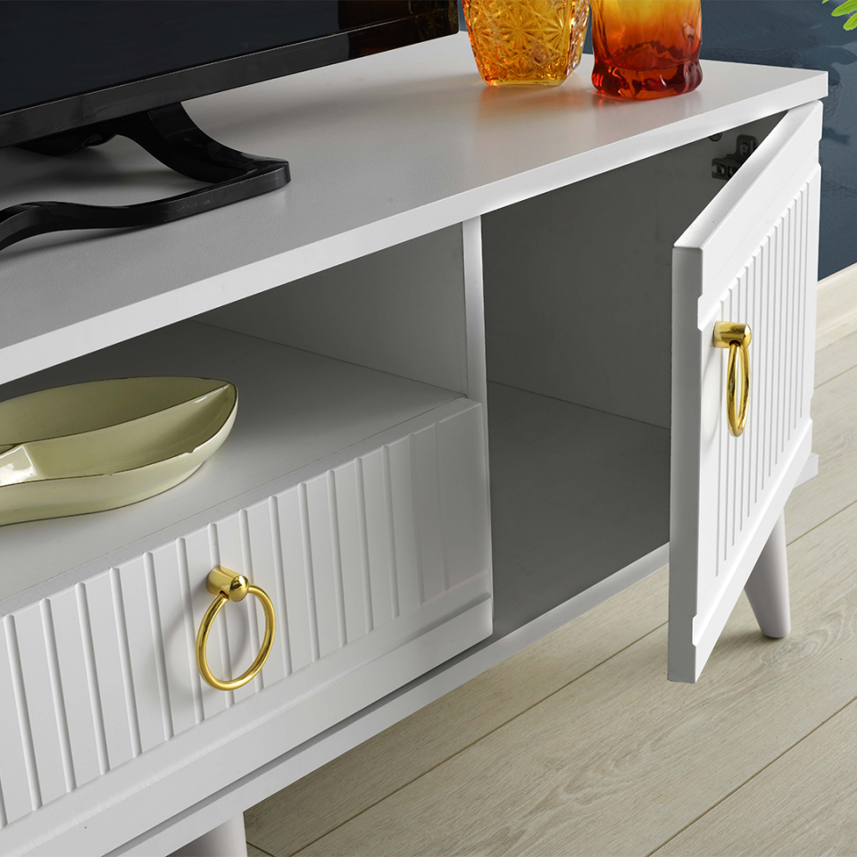 şık ve fonksiyonel 110 cm TV sehpası MDF mebran yüzey