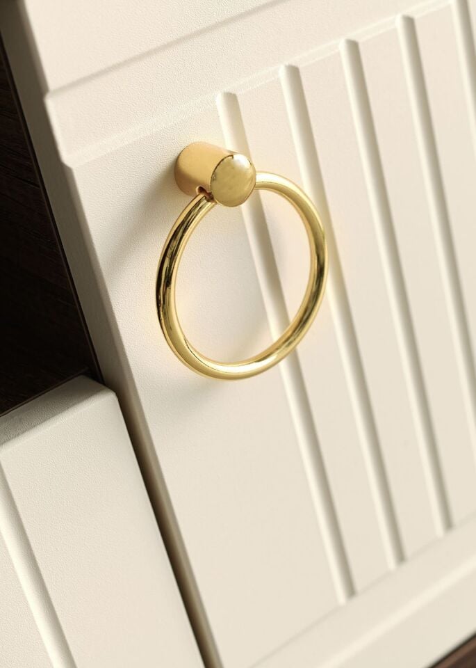 130 CM MDF MEBRAN KAPAK RAFLI TV SEHPASI BAROK CEVİZ - KREM