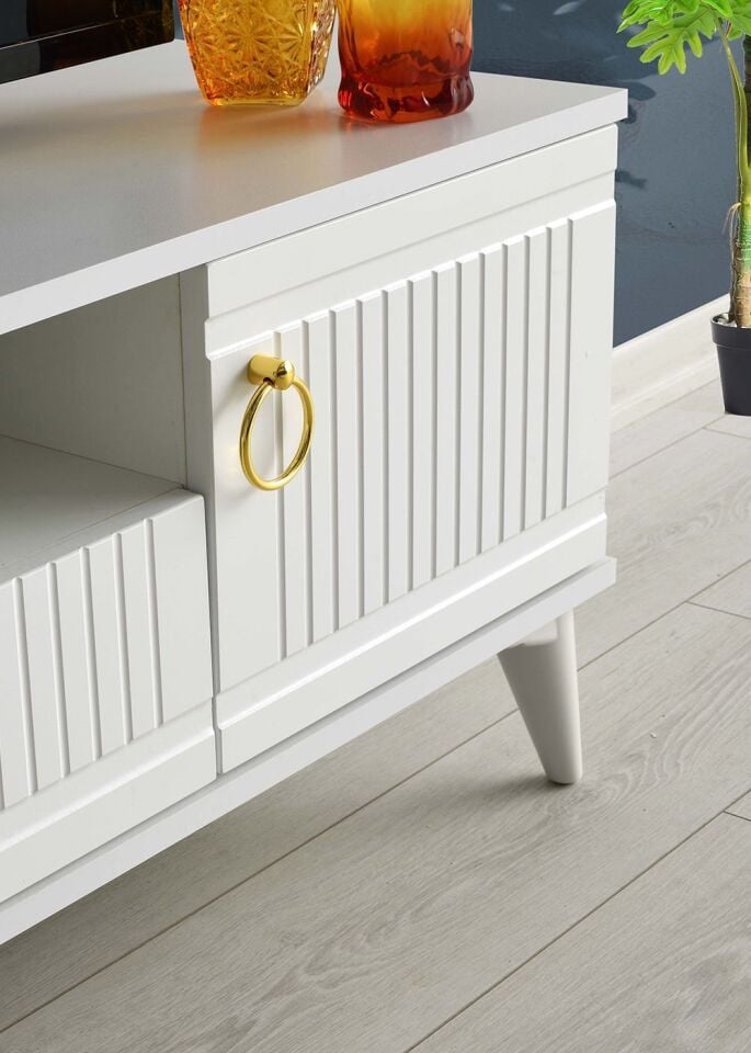 130 CM MDF MEBRAN KAPAK TV SEHPASI BEYAZ