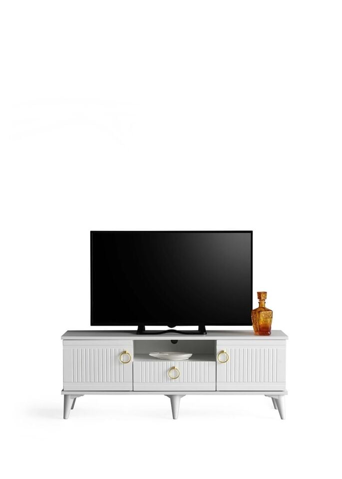 130 CM MDF MEBRAN KAPAK TV SEHPASI BEYAZ